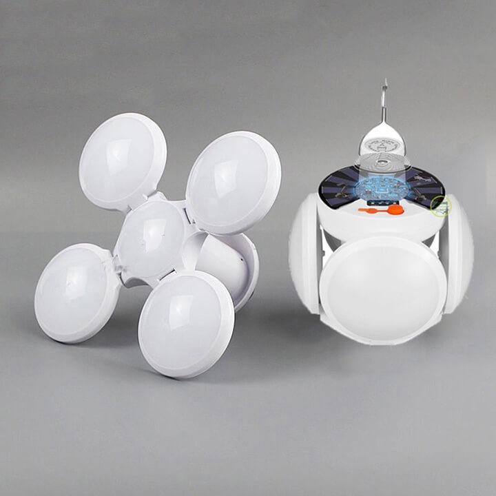 Bóng đèn led tích điện, năng lượng mặt trời hình 4 Cánh Hoa có thể đóng mở