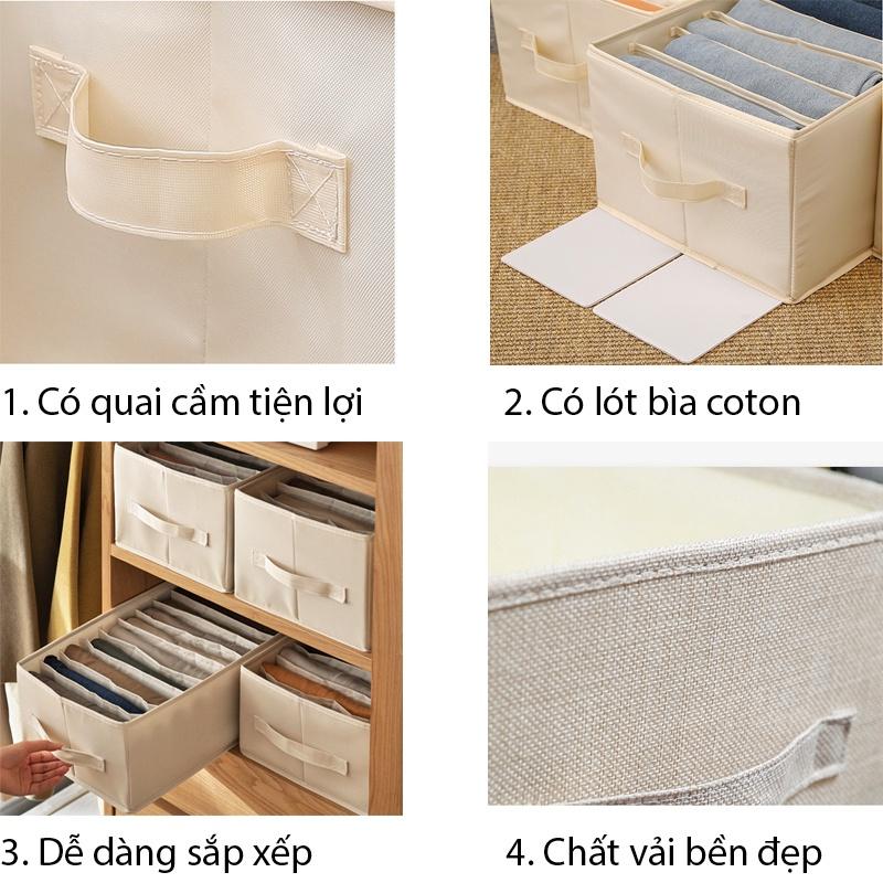 Hộp túi vải chia ngăn đựng quần áo, khay vải đựng đồ 7 ngăn, hộp vải đựng áo sơ mi 9 ngăn 38x25x20 TAGO ND39