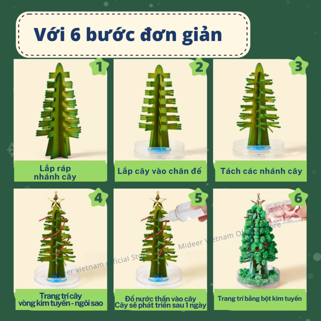Đồ Chơi STEM Cây Thông Noel Tự Nở Thần Kì Magic Christmas Tree, Đồ Chơi Thông Minh