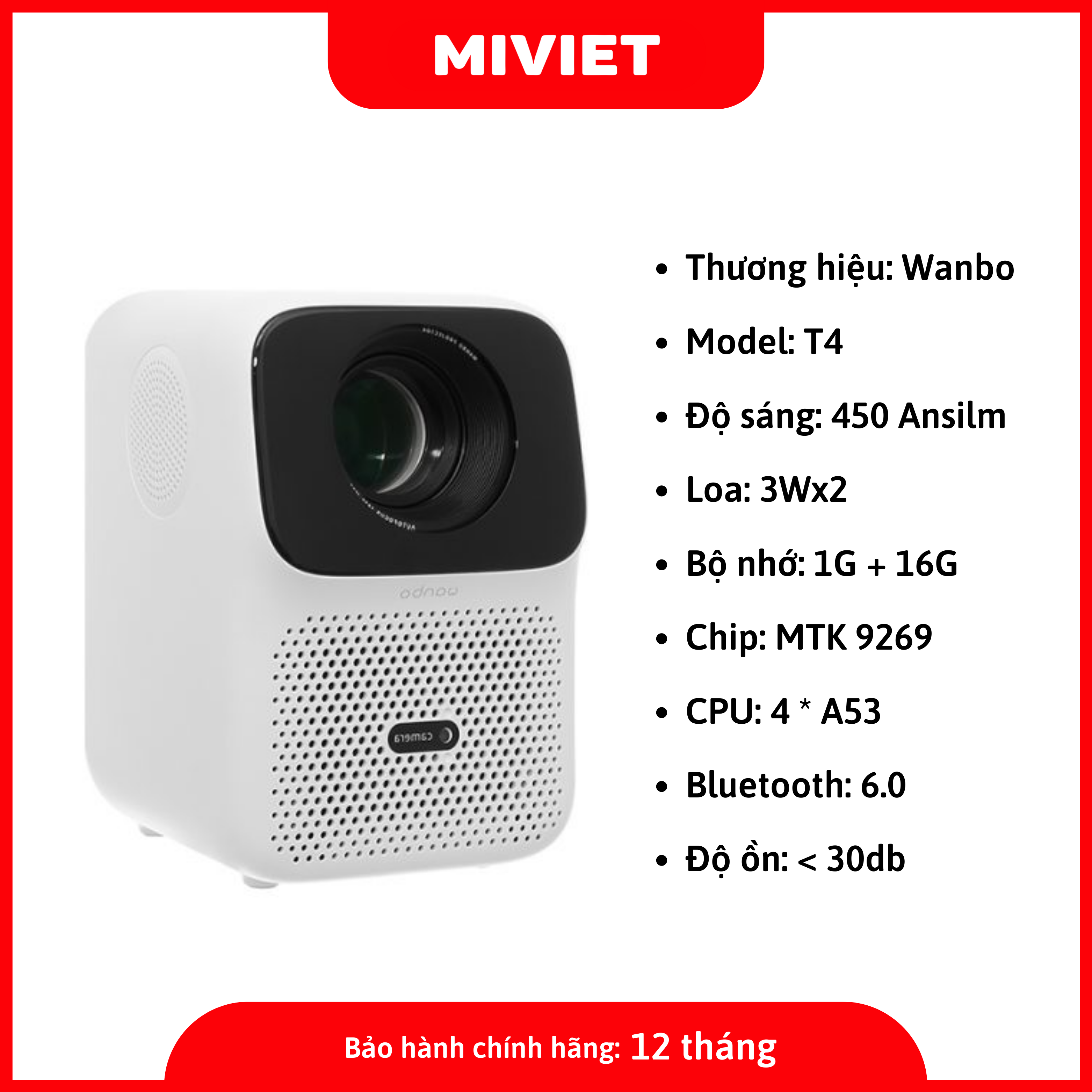 Máy Chiếu Mini Thông Minh Wanbo T4 - Hàng Chính Hãng