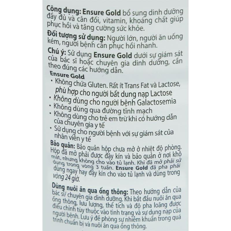 Sữa bột Ensure Gold vani 850g - Hàng chính hãng