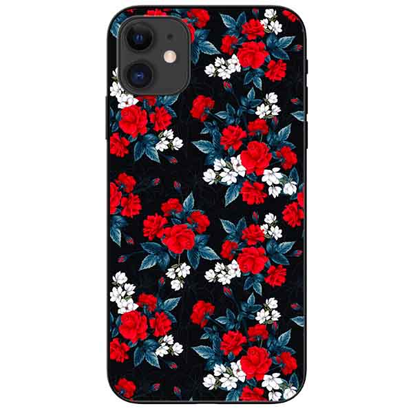 Ốp lưng in cho Iphone 11 Mẫu Hồng Đỏ Nền Đen