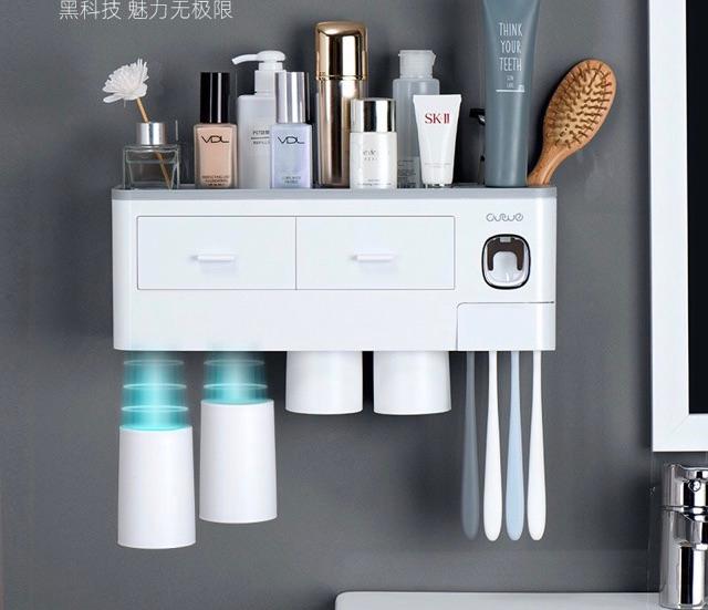 Kệ treo đồ nhà tắm- Bộ nhả kem đánh răng cao cấp Oenon cho mọi gia đình