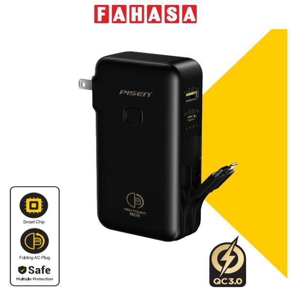 Sạc Dự Phòng Pisen Quick - High Power Box 22.5W 10000mAh - Màu Đen