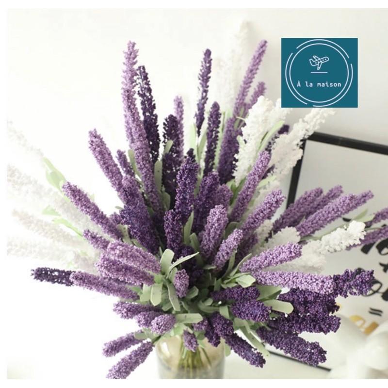 Cành hoa lavender cao 51cm nhiều nhánh dùng trong decor trang trí xinh xắn