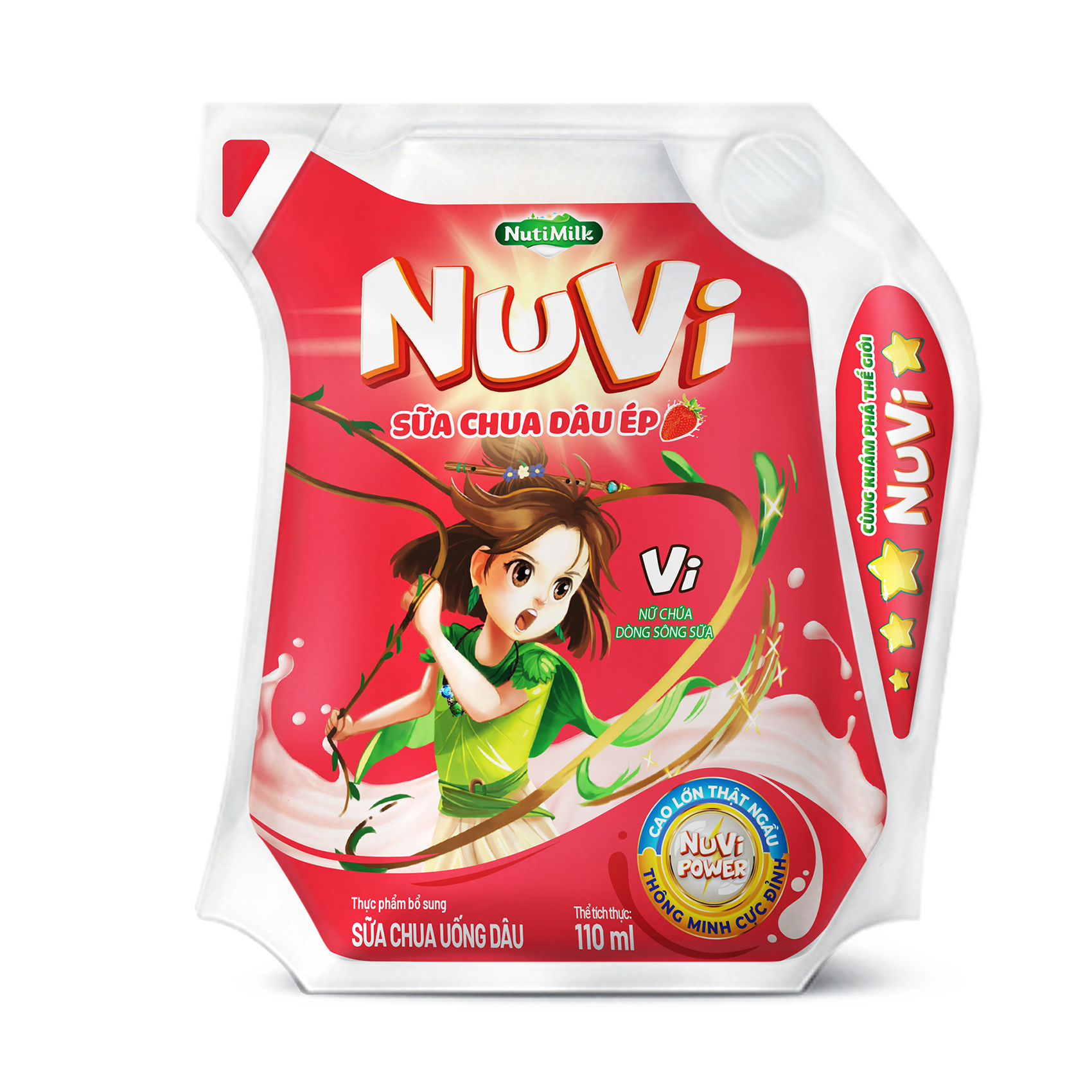 Thùng 24 Túi Nuvi Sữa Chua Dâu Ép Túi 110ml