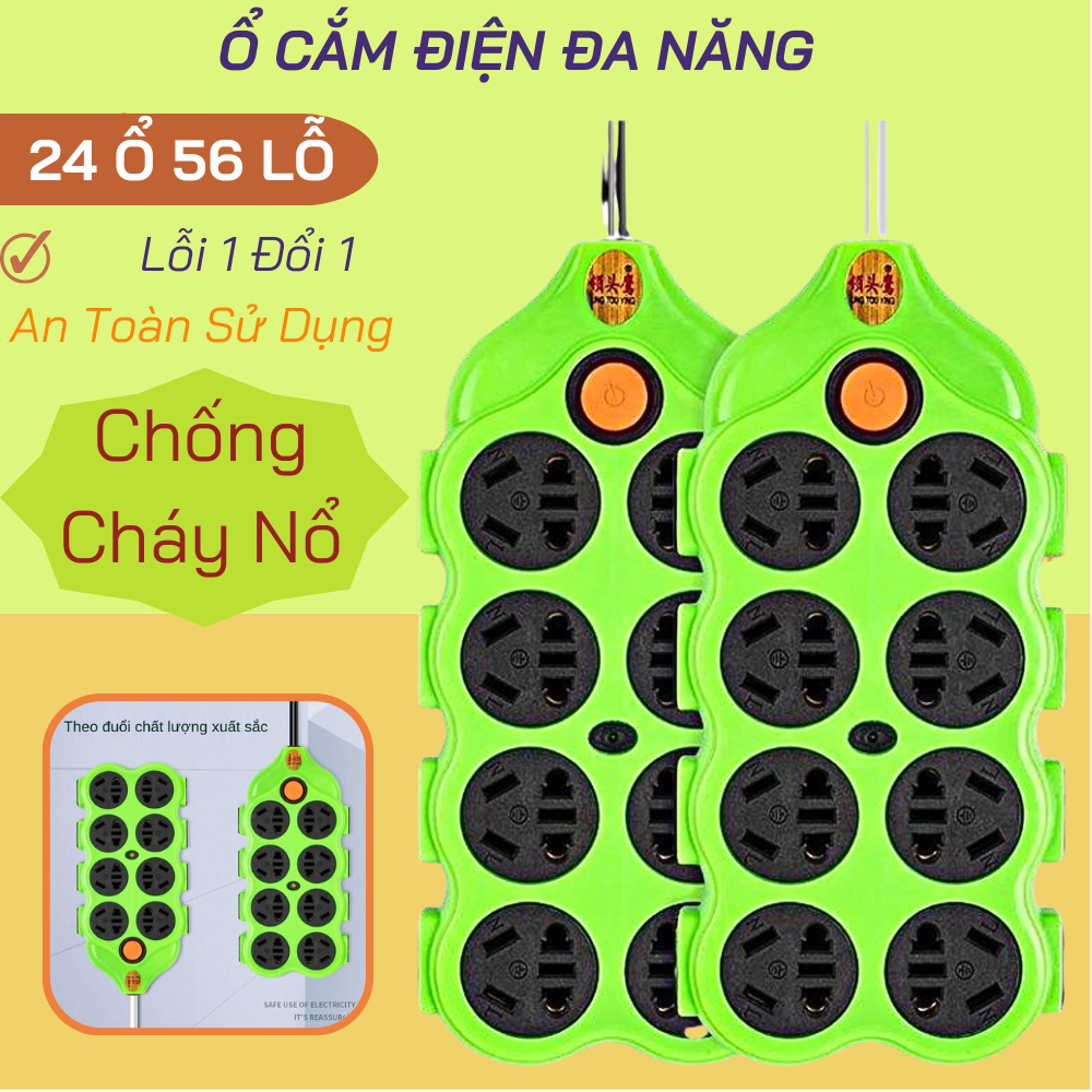 Ổ Cắm Điện Đa Năng Chống Giật Công Suất Lớn 24 Ổ 56 Lỗ, Chống Cháy Nổ Chịu Va Đập Mạnh