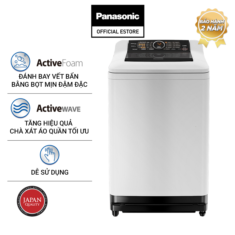 [Lắp đặt trong vòng 24h] Máy Giặt Cửa Trên Panasonic 10 Kg NA-F100A4GRV - Siêu Bọt Mịn Tách Bẩn - Hàng chính hãng