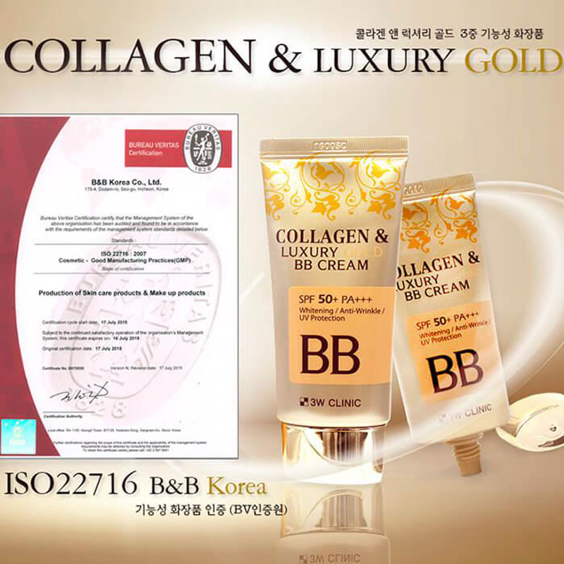 KEM NỀN TRANG ĐiỂM CHỐNG NẮNG BB CREAM COLLAGEN 3W CLINIC COLLAGEN &amp; LUXURY GOLD BB CREAM