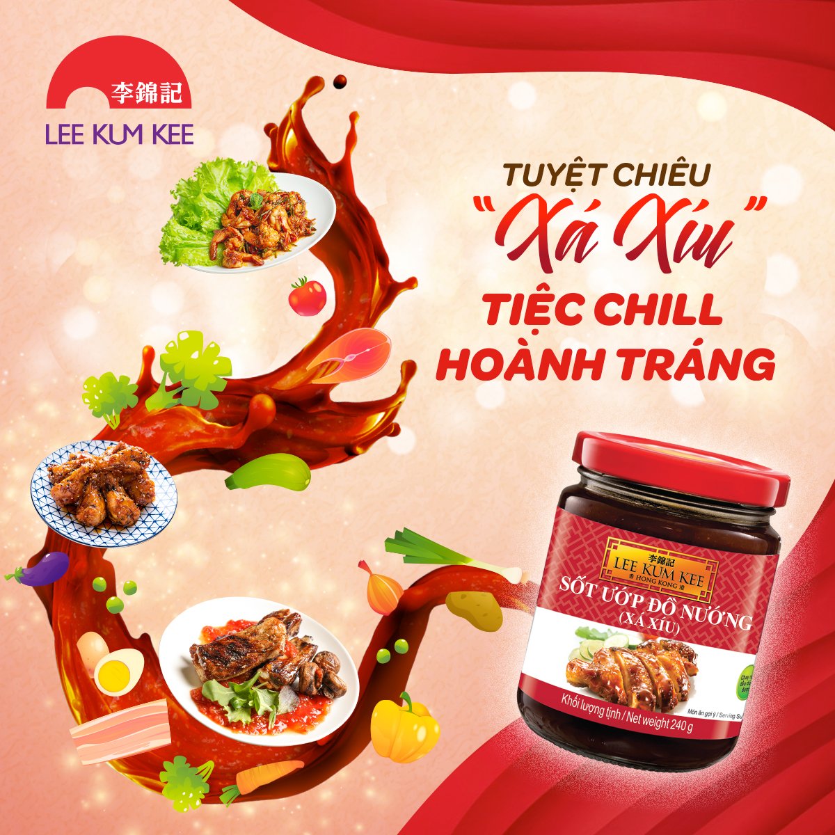 Xốt ướp đồ nướng vị xá xíu Lee Kum Kee Charsiu Sauce (240g/ hũ)