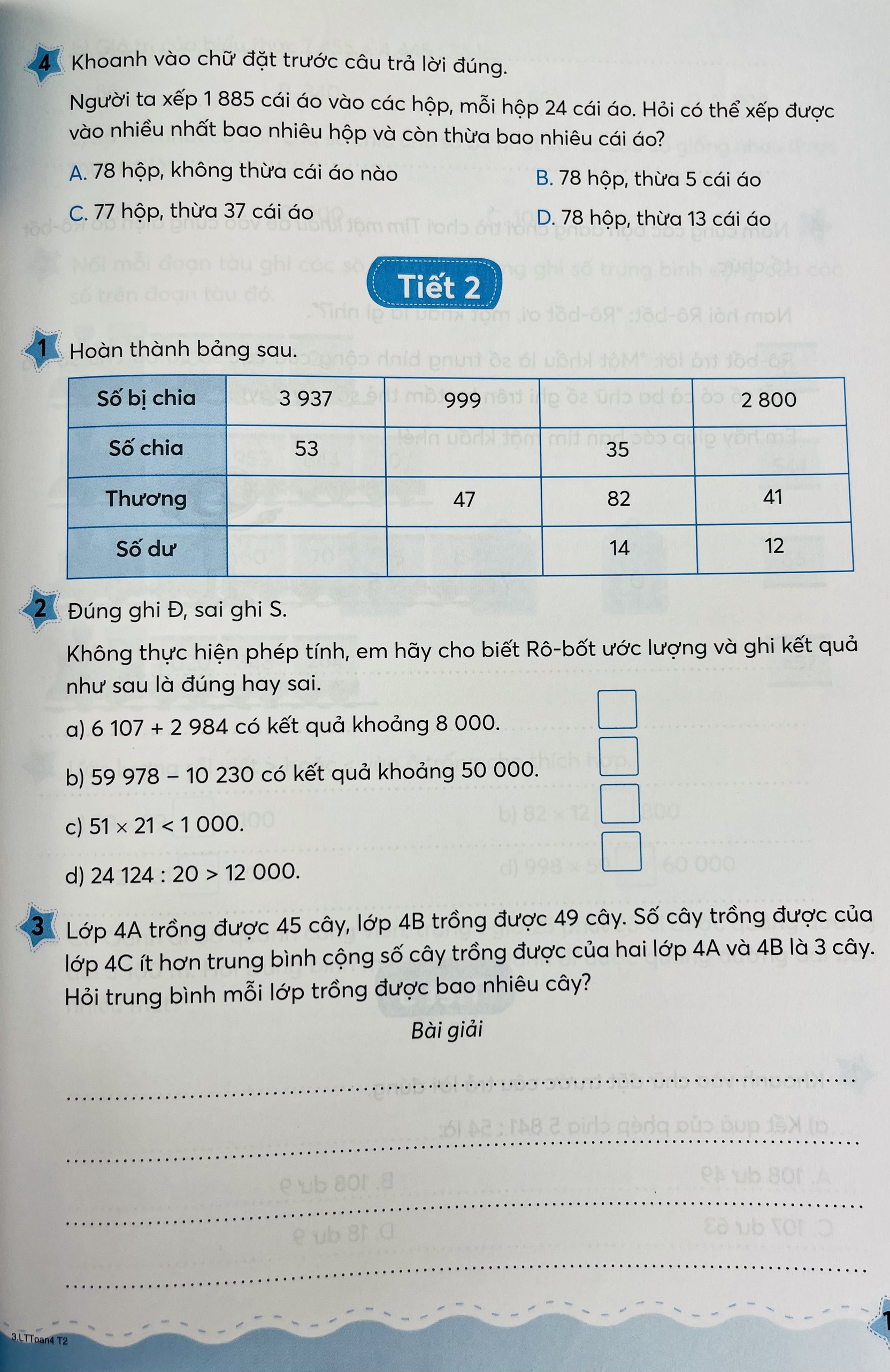 Sách - Luyện tập Toán lớp 4 tập 1+2