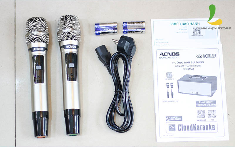 Loa kéo Acnos CS445D - Loa Mini thùng gỗ Karaoke âm thanh trong trẻo, micro hút âm dễ hát cho mọi người - Hàng nhập khẩu