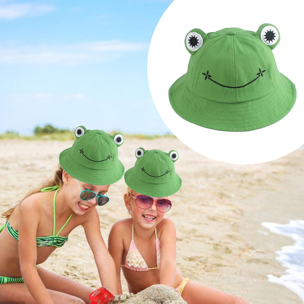 Kids Frog Bucket Hat Cute Fisherman Hat Sun Protection Beach Travel Cap Wide Brim Fisherman Hat for Children Girls Boys