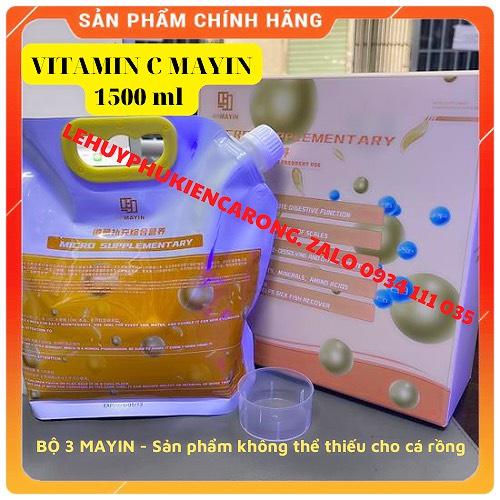 Vi Sinh Bể Cá - Men Tiêu Hóa - Vitamin C - Khử Nước Thương Hiệu MAYIN Chai 1500ml (Mẫu Mới) + Tặng Kèm Ly Đong Thể Tích