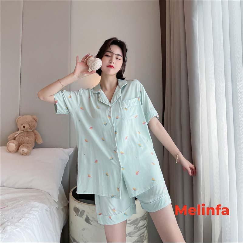 Bộ đồ ngủ Pijamas, bộ mặc nhà nữ cộc tay, quần short chất vải cotton lụa tự nhiên thoáng mát nhiều màu mã VABD0175