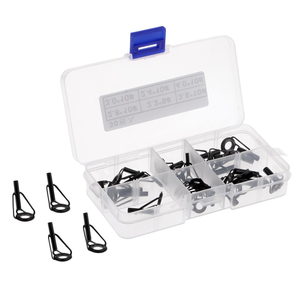 30Pcs/box Fishing Rod Guides Replacement Tip Ring Ceramic Guide .2-4mm
