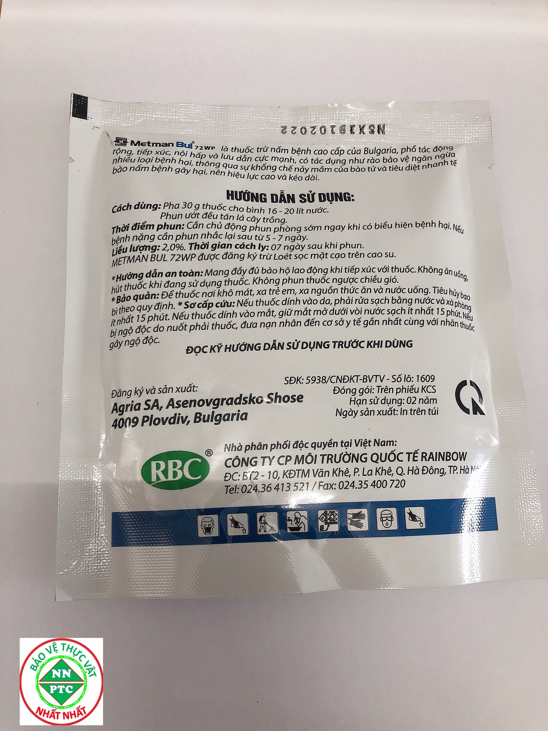 Thuốc Trừ Bệnh - Metman Bul 72WP - Gói 100g-Trên Cao Su,Hồ Tiêu,Thanh Long,Nhãn,Nho,Vãi