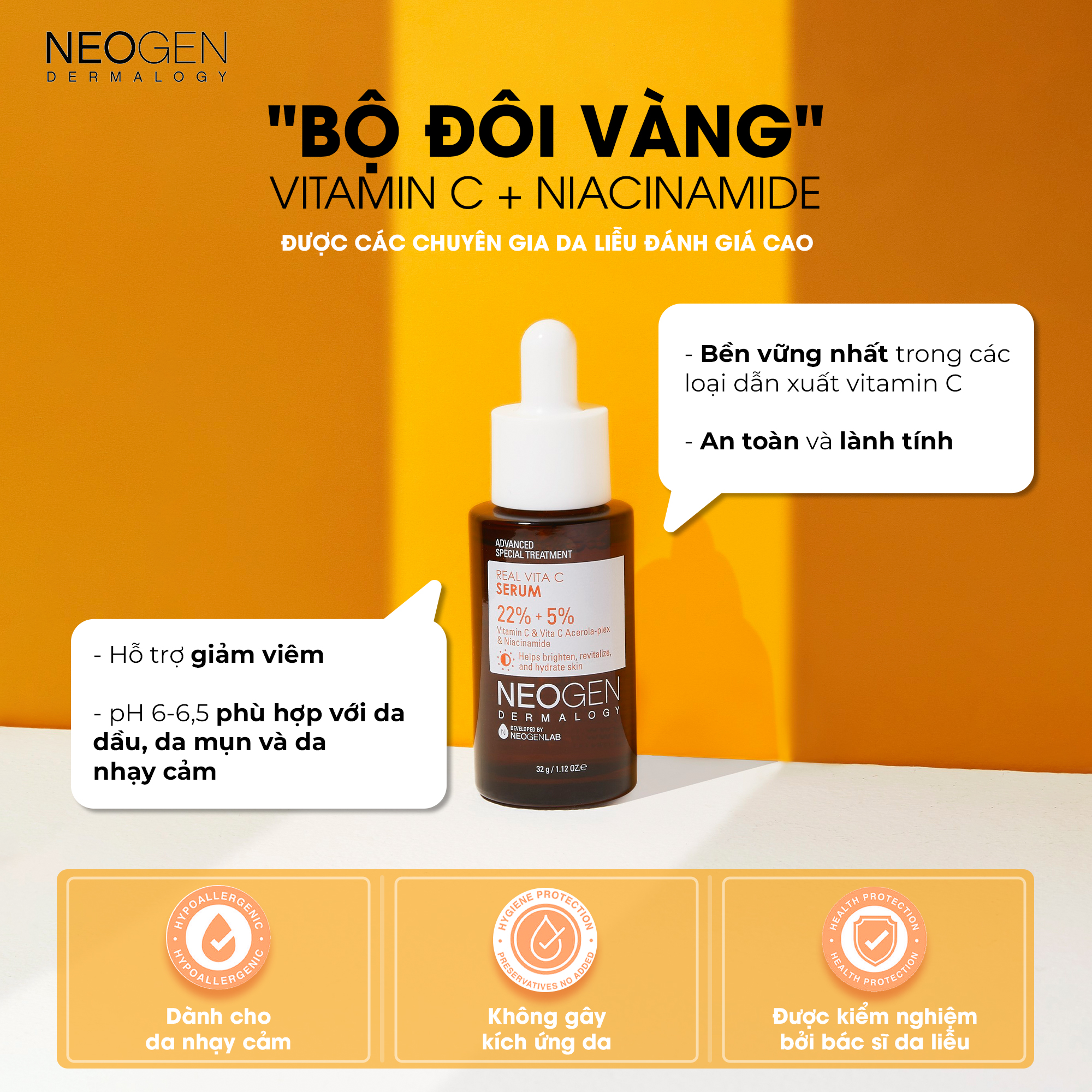 Siêu Tinh Chất Xoá Thâm Dưỡng Trắng Vitamin C SAP Neogen Dermalogy Real Vita Serum 32g