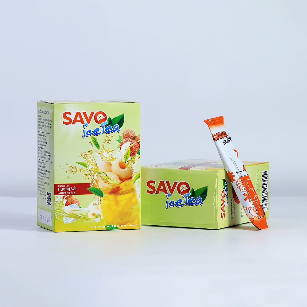 Trà SAVO Ice Tea  Vải ( Lychee Ice Tea ) - Hộp 16 gói x 15g