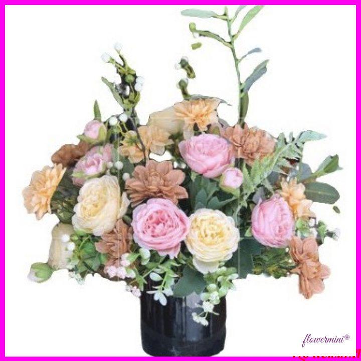 Hoa giả decor, bình hoa bồ công anh mix trang trí phòng khách, nhà hàng, văn phòng đẹp Flowermini LH-06