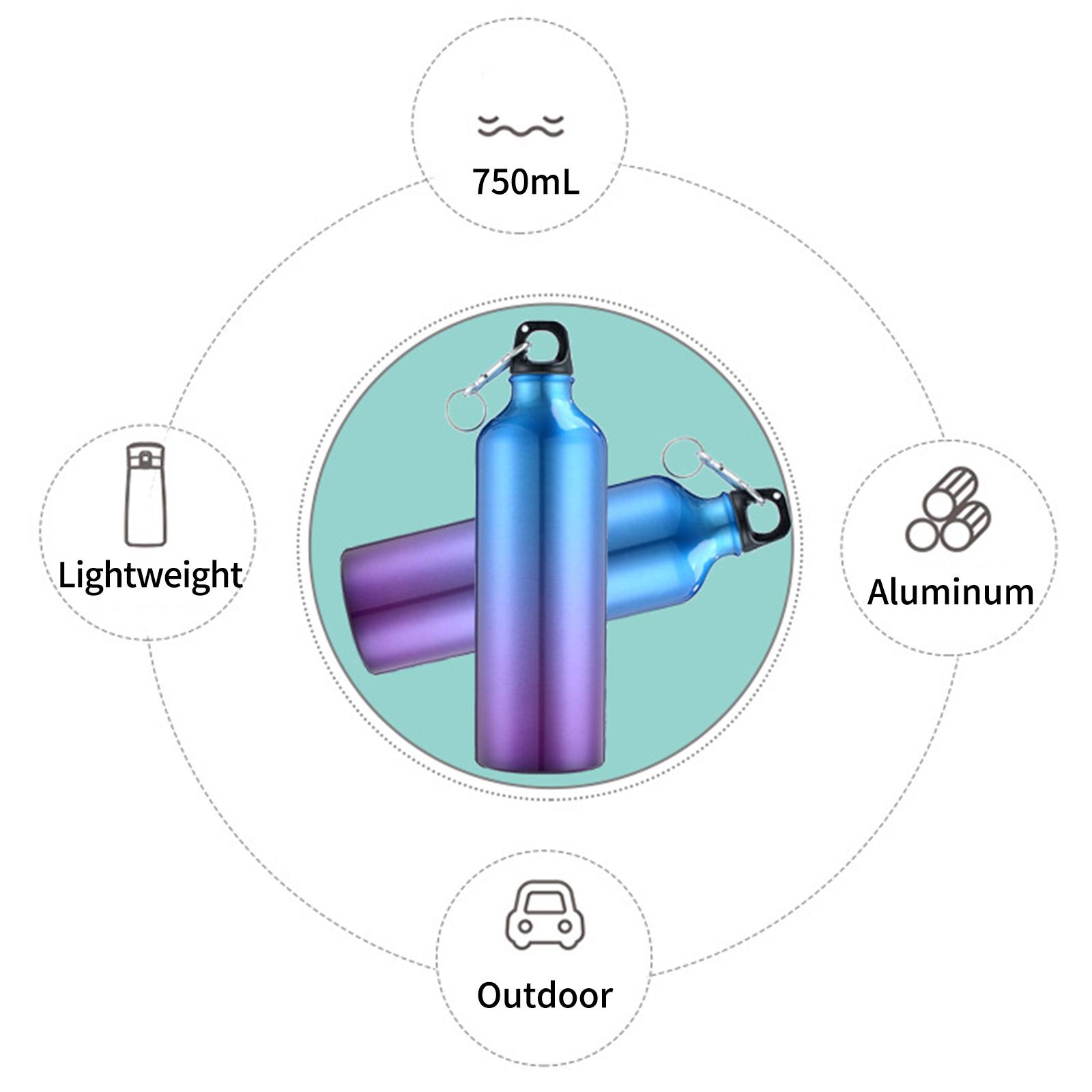 750mL Water Bottles with Carabiner Portable Aluminum Water Bottle Reusable Leakproof Water Jug for Outdoor Sports