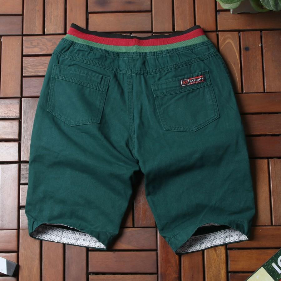 Quần short kaki nam xanh rêu lưng thun GN160 Gấu Nâu