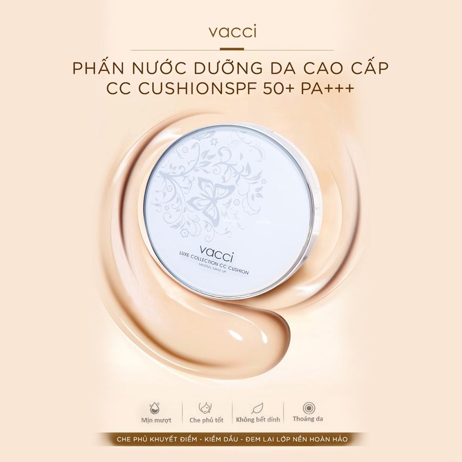 Phấn Nước CC Cushion Siêu Mịn Dưỡng Da VACCI (13g)