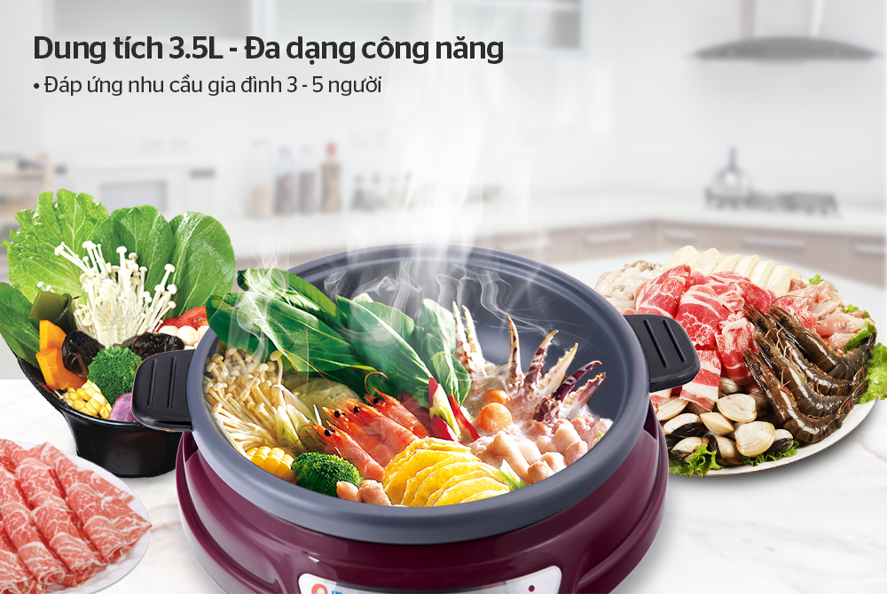 Hình ảnh Nồi lẩu điện Sunhouse SH535L 3.5L- Hàng chính hãng