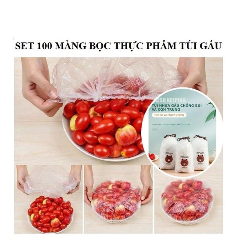 100 túi gấu PE bọc thực phẩm siêu tiện lợi