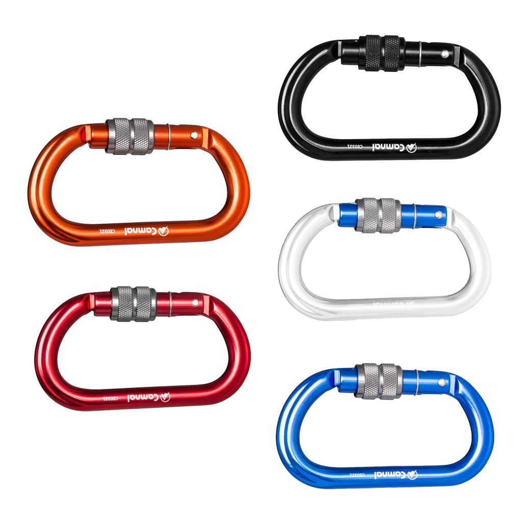 5 Pieces 25KN Aluminum Climbing Rescue Carabiner Screwgate D Type