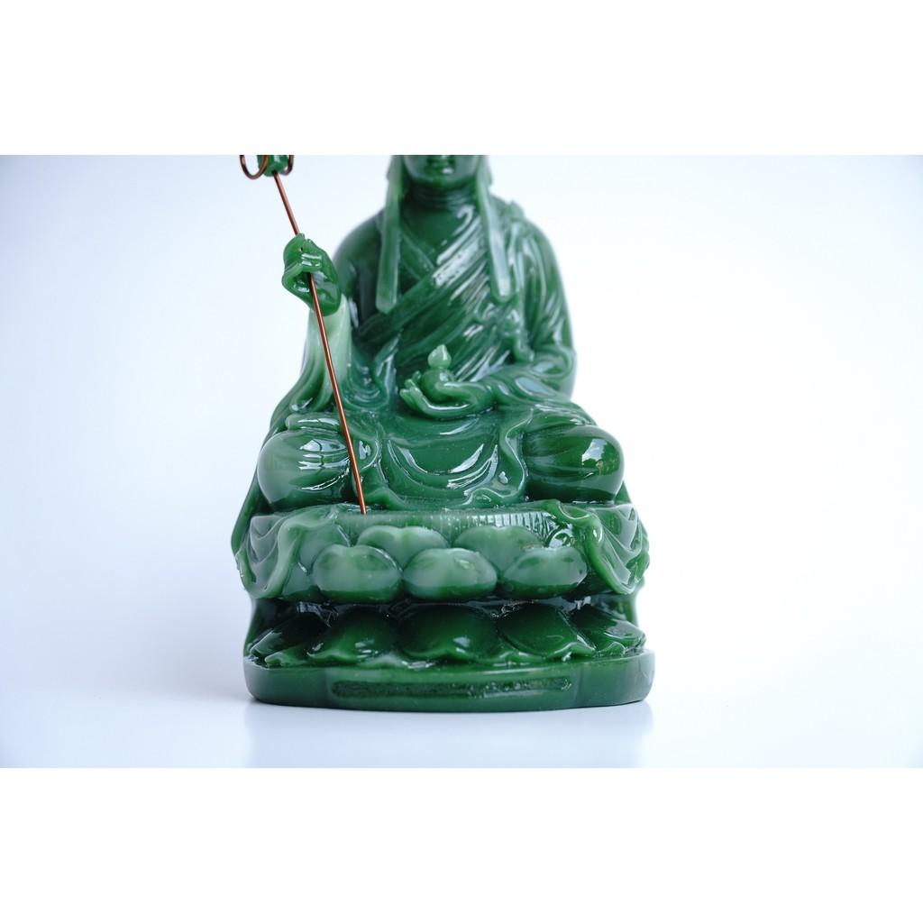 Tượng Phật Địa Tạng Vương Bồ Tát ngồi ngọc xanh - Cao 17cm