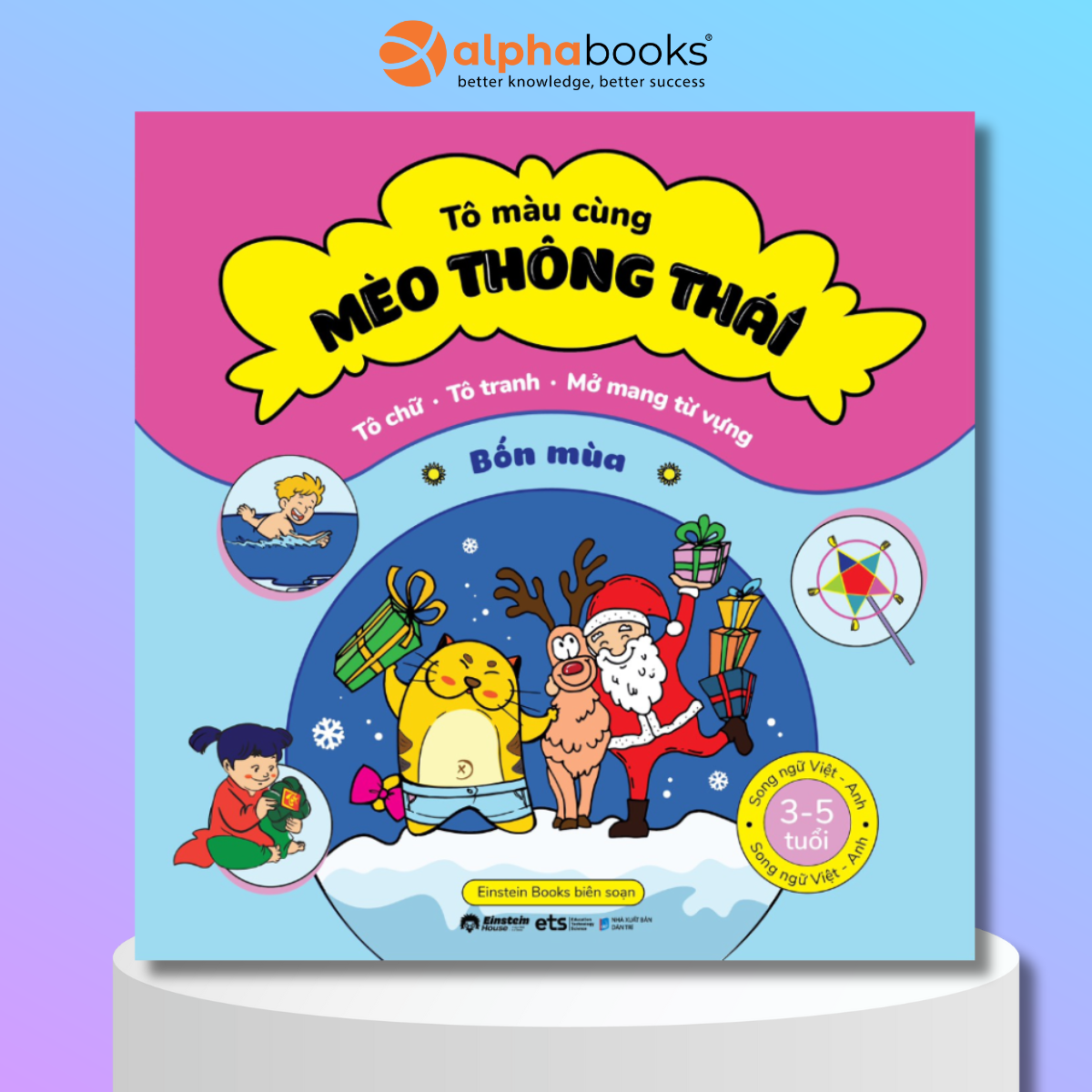 Sách Tô Chữ - Tô Tranh - Mở Mang Từ Vựng Cho Bé 3-5 Tuổi: Tô Màu Cùng Mèo Thông Thái - Bốn Mùa