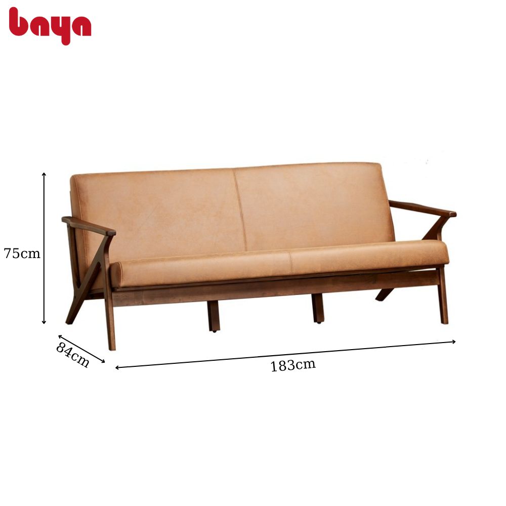 Ghế Sofa Phòng Khách Bằng Da Cao Cấp BAYA Sacramento Thiết Kế Khung Gỗ Cao Su, Đệm Ngồi Bằng Mút Bọc Vải Polyester Kích Thước 84x183x75cm 1079050