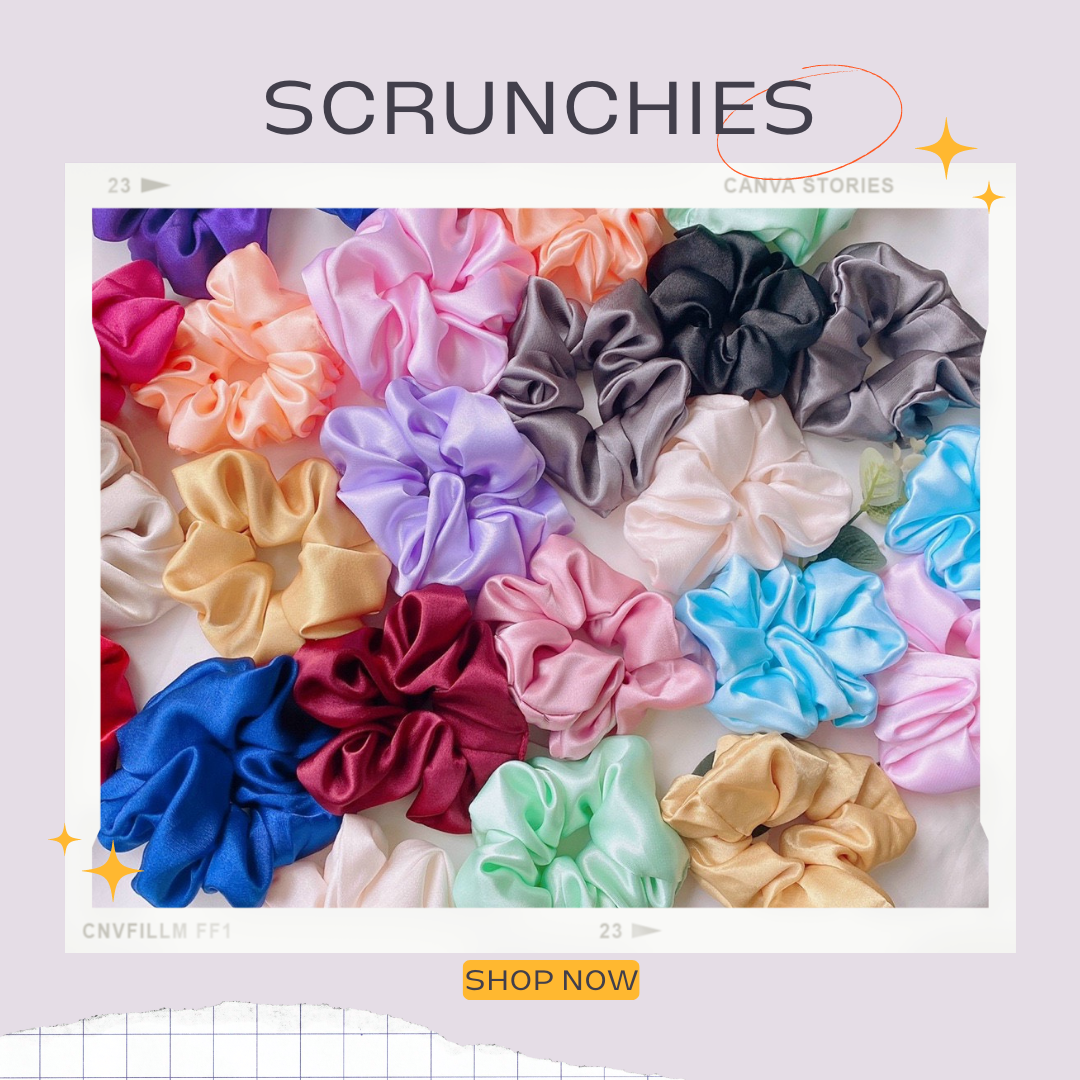 Scrunchies cột tóc vải phi bóng dành cho bạn nữ màu sắc ngẫu nhiên