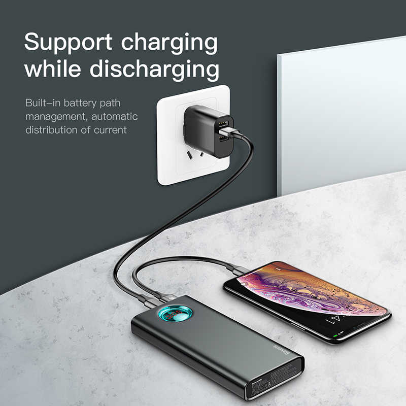 Trắng - Pin sạc dự phòng hỗ trợ sạc nhanh 18W dung lượng 20.000 mAh hiệu Baseus Amblight Fast Charge cho Smartphone Trang bị màn hình LED, PD Fast charge, Quick charge 3.0, 3 cổng sạc ra OutPut chip sạc thông minh - Hàng nhập khẩu