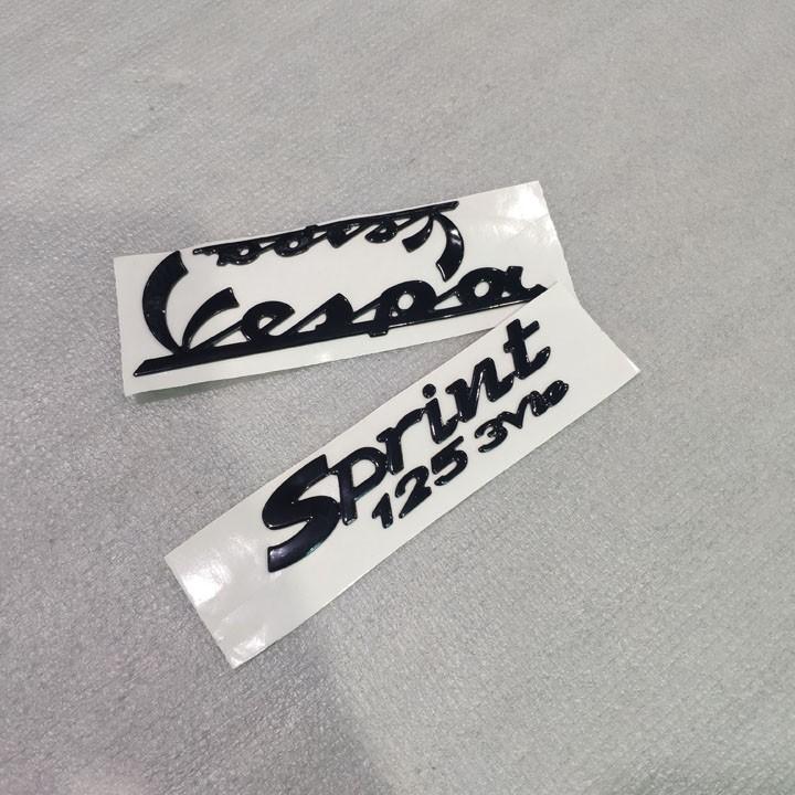Tem nổi chữ Vespa Sprint 125 3v ie Màu Đen - A2906