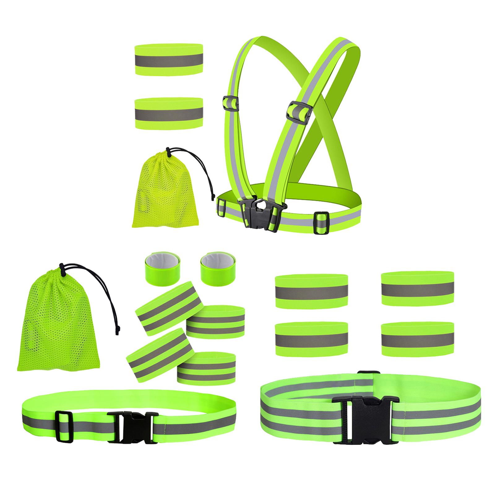 Reflective Vest Gear, Cycling Reflective Bands, Adjustable Safety Vests High Visible Belt Wristbands Straps for Night Running Outdoor Dog Walk Jogging