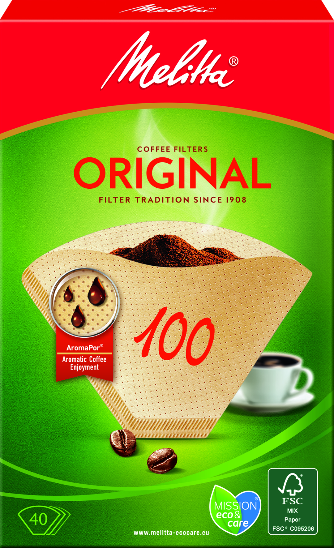 Combo 3 hộp giấy lọc cà phê Melitta Original 100, Hộp 40 tờ nhập Đức, lọc siêu vi 3 tầng tăng hương vị - Hàng chính hãng