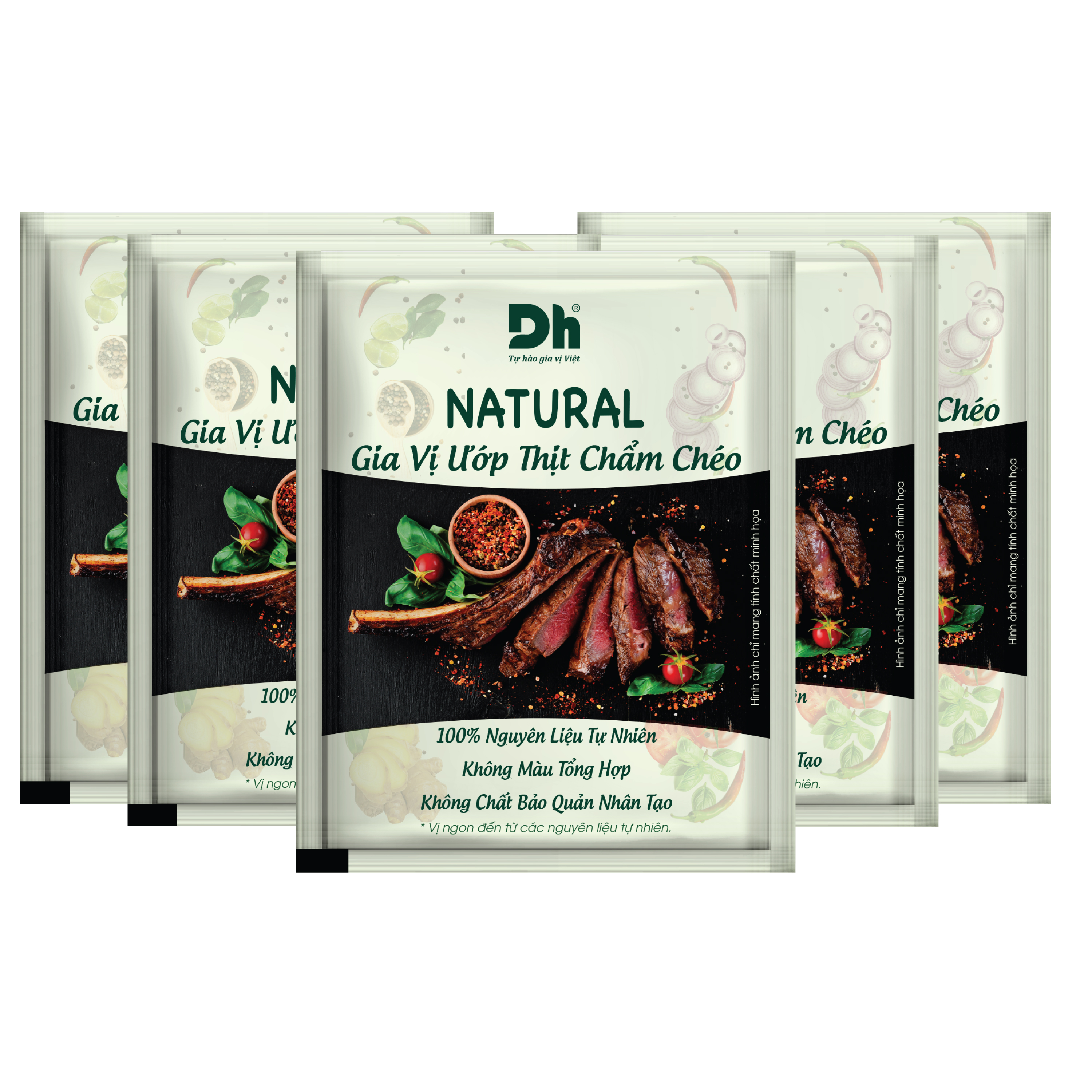 Hình ảnh Combo 5 gói Natural Gia vị Ướp Thịt Chẩm Chéo 10gr Dh Foods