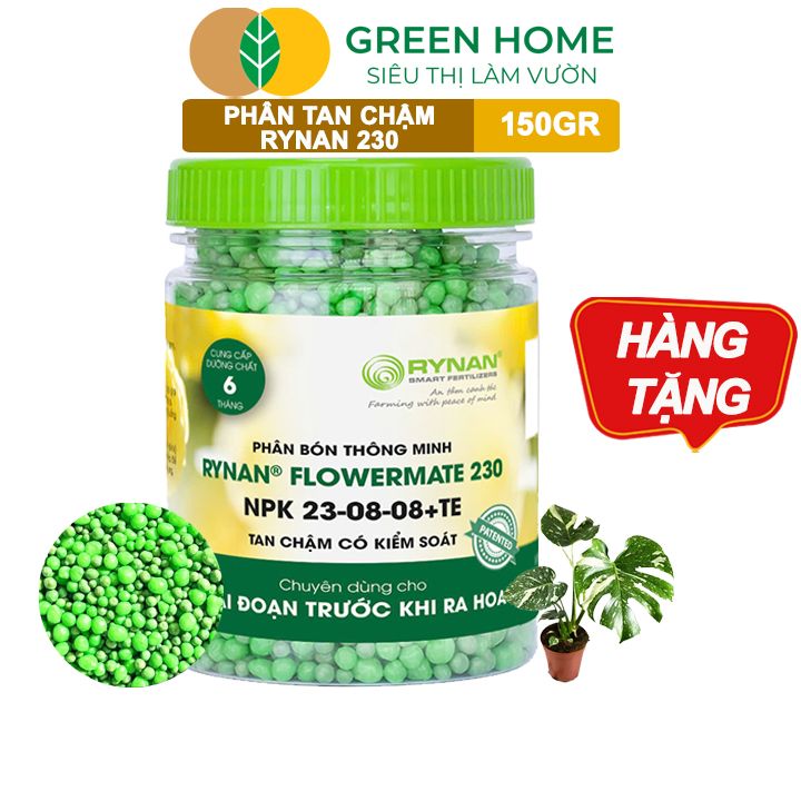 [Hàng tặng] Phân Tan Chậm Greenhome, Rynan 230, Chai 150gr