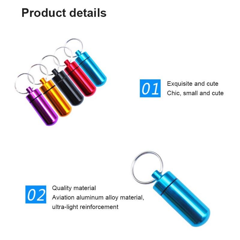 Aluminum Alloy Waterproof Medicine Bottle Vitamin Medicine Storage Box With Key Chain Portable Waterproof Medicine Box