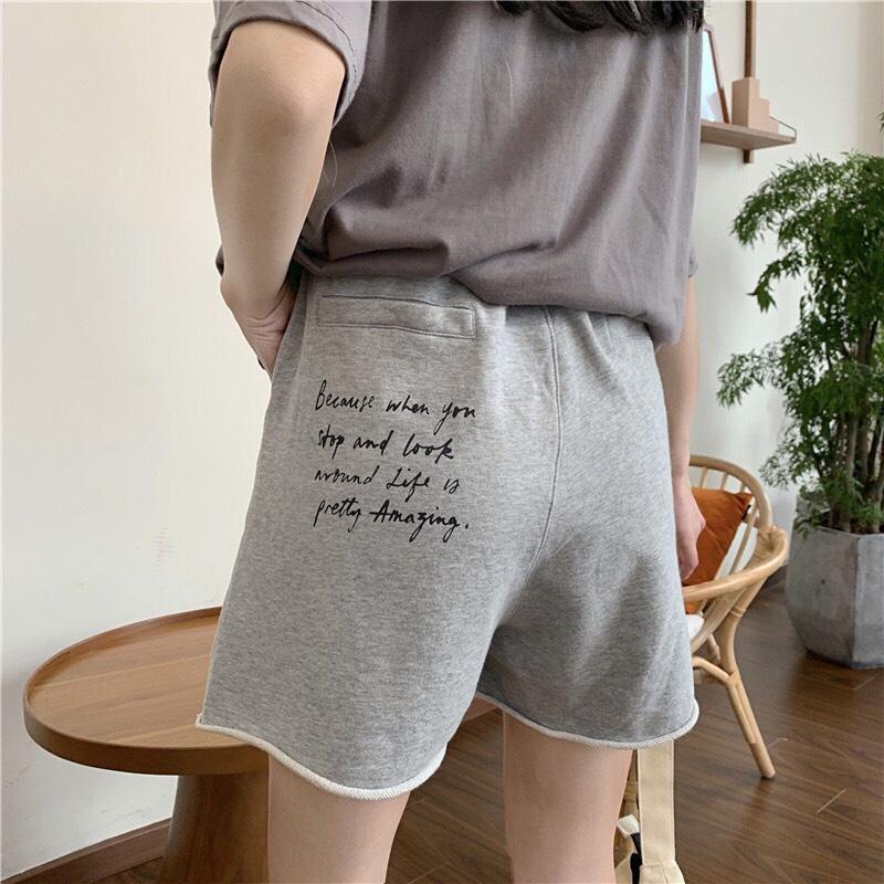 Quần đùi mặc nhà nữ in chữ sau Kanimi, quần đùi nữ phong cách Ulzzang Unisex - QN15