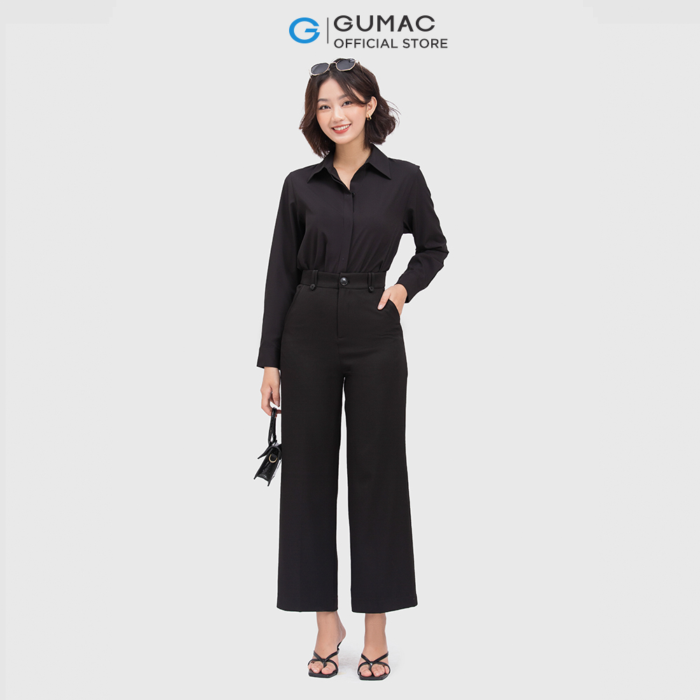 Áo sơ mi nữ GUMAC AC09081 tay dài giấu nút thân sau rã đô thanh lịch sang trọng