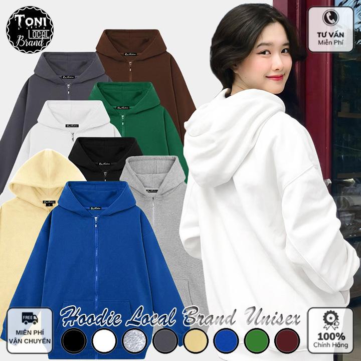 Áo Hoodie Zip Basic Local Brand Unisex - Áo Khoác Nỉ trơn dây kéo form rộng Nam Nữ (HZ1000L - Full Box)