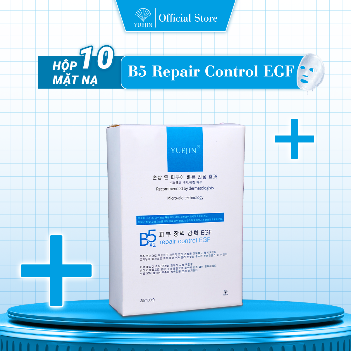 [Hộp 10 Miếng] Mặt nạ Yuejin hàn quốc B5 Repair Control EGF cấp ẩm, phục hồi làm dịu da