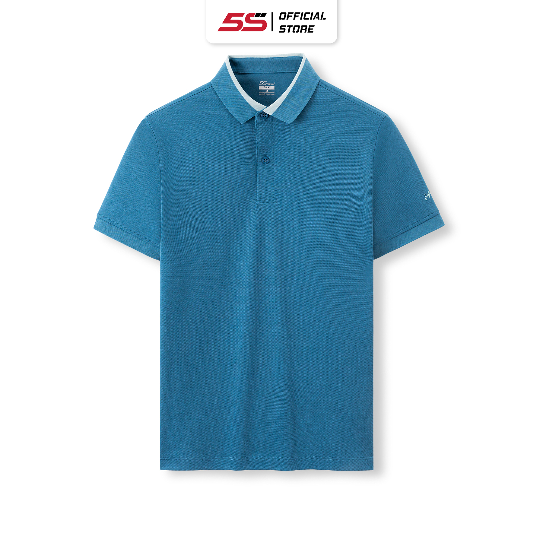 Áo Polo Nam 5S FASHION, Chất Silk Mềm Mượt, Co Giãn, Thiết Kế Dệt Can Phối Cổ Áo, Trơn Basic, Dễ Phối