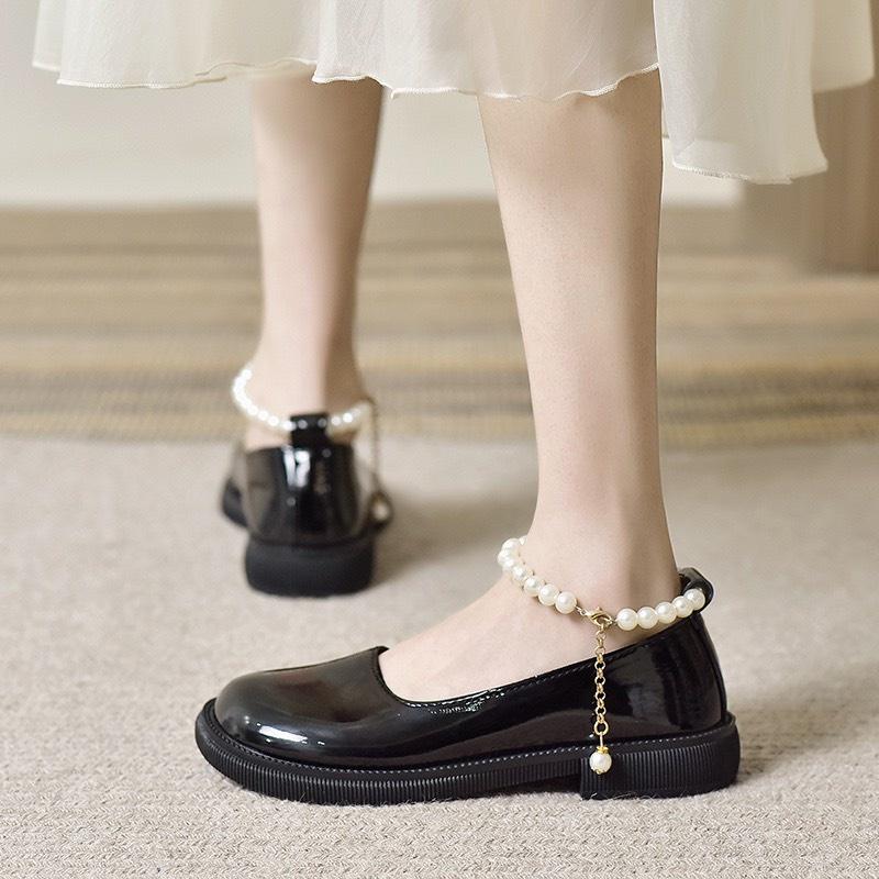 Giày Búp Bê Mũi Tròn Da Bóng Đế Đốc 2cm Quai Ngọc Điệu Đà G184