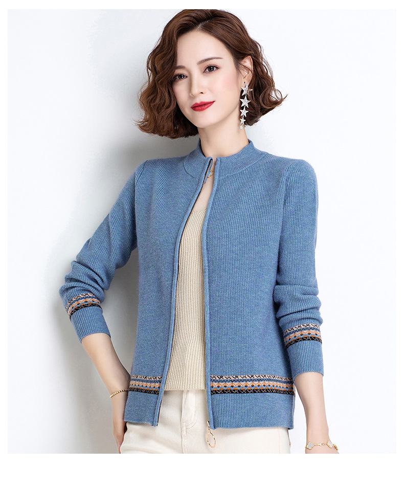 Áo khoác len nữ cardigan họa tiết thổ cẩm kéo khóa siêu xinh - DL67182 - Hàng Quảng Châu