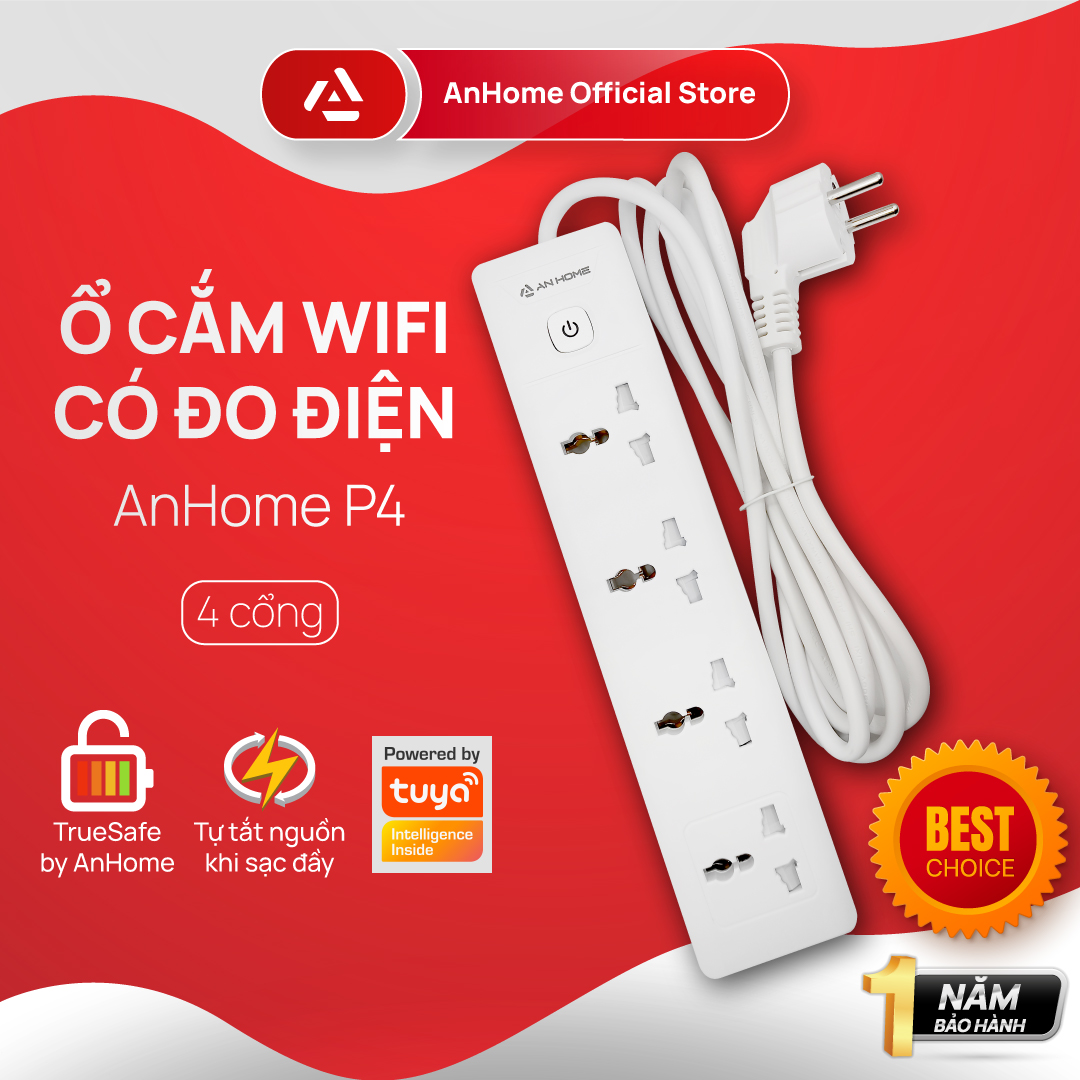 Ổ cắm nối dài thông minh WiFi + BLE 4 cổng AnHome Smart PowerStrip P4