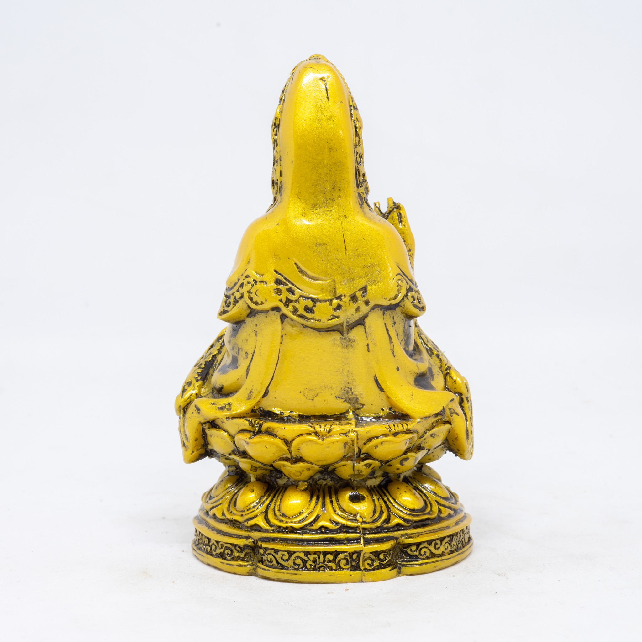 Tượng Phật Bà ngồi thiền tòa sen bằng đá màu vàng cao 12cm